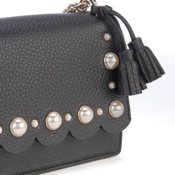 Rare🔥Authentic Kate Spade leather/pearls chain flap magnetic Crosby - Picture 7 of 8